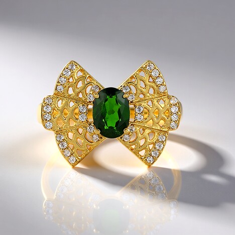 Anello in argento con Diopside Russo