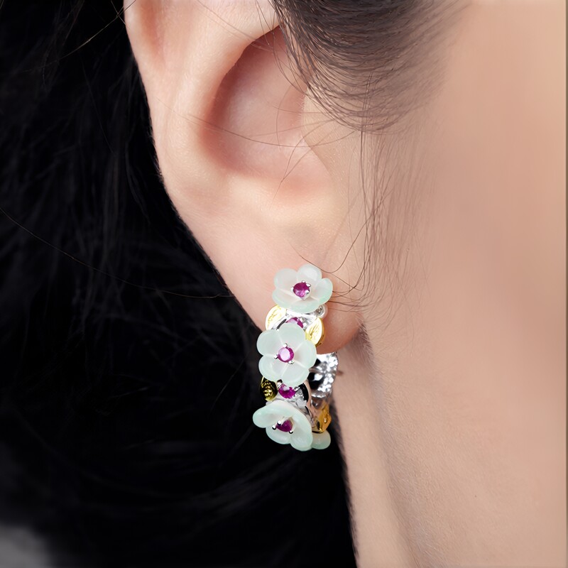 Rhodolith-Silberohrringe (Gems en Vogue)