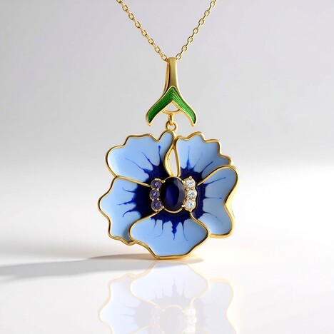 Collana in argento con Zaffiro Blu del Madagascar (Adela Silber)