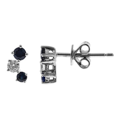 10K Ceylon Blue Sapphire Gold Earrings