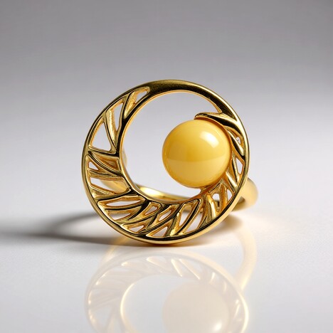 Bague en argent et Ambre laiteux de la Baltique (dagen)