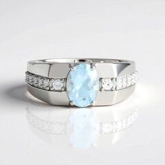 Bague en argent et Aigue-marine du Brésil
