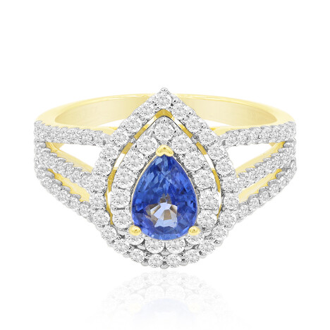 Anillo en oro con Zafiro azul Ceylon (Annette)