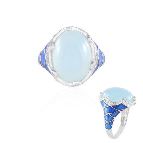Blue Chalcedony Silver Ring (Adela Silber)