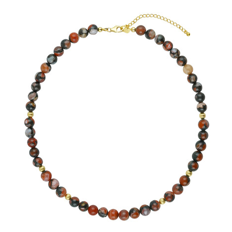 Roter Basalt-Achat-Silberhalskette