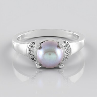 Anillo en plata con Perla plateada Freshwater