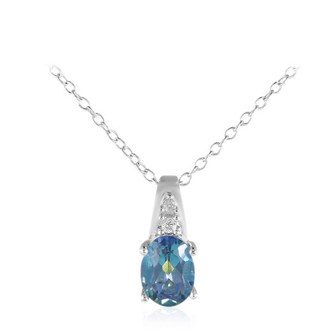 Taubenblauer Mystik-Topas-Silberhalskette