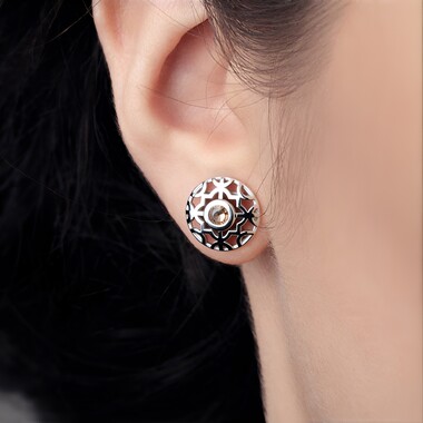 Boucles d'oreilles en or et Diamant champagne I2 (Ornaments by de Melo)