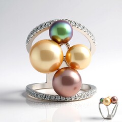 Anello in argento con Perla Ming color Pesca (TPC)