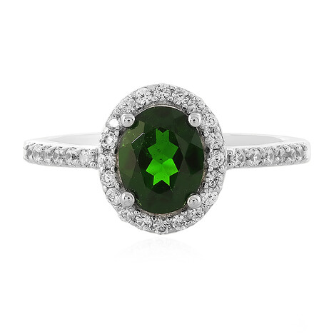 Zilveren ring met een Russische diopsied