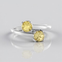 Bague en argent et Béryl jaune