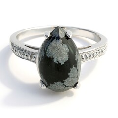 Anello in argento con Ossidiana Fiocco di Neve