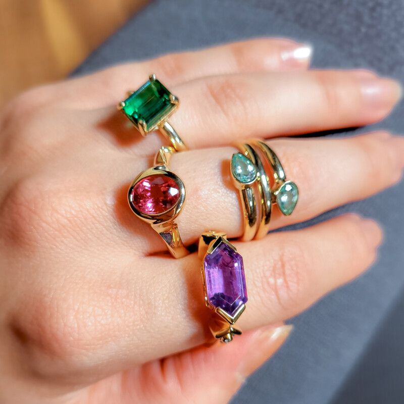 Anillo en oro con Amatista de Zambia (SUHANA)