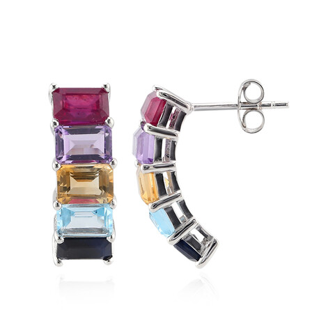 Zilveren oorbellen met robijnen