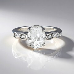 Bague en argent et Quartz blanc
