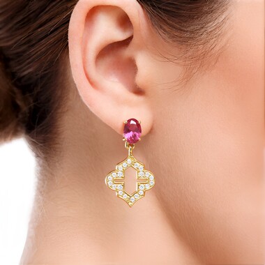 Pendientes en plata con Turmalina rosa de Nigeria