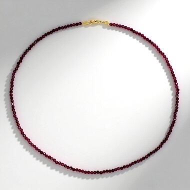Naszyjnik ze srebra pozłacanego - Granat z Mozambiku