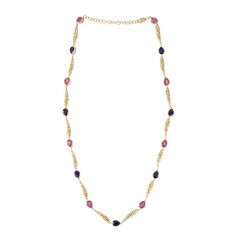 Zilveren halsketting met Madagaskar Roze Saffieren