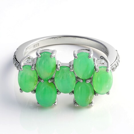 Anello in argento con Crisoprasio Imperiale