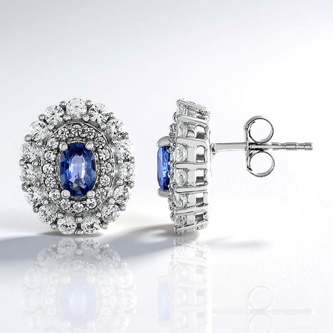 Orecchini in argento con Zaffiro Ceylon Blu