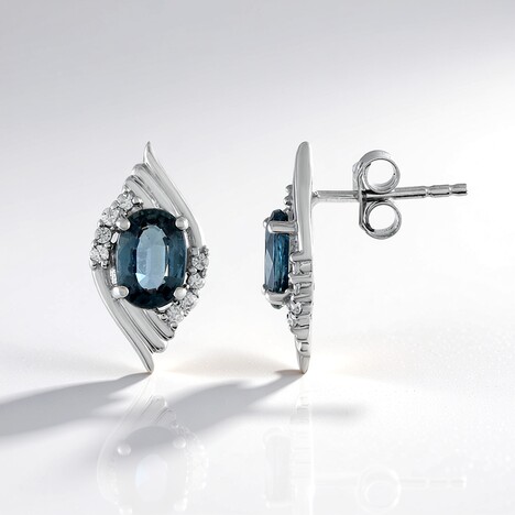 Orecchini in argento con Cianite Blu Foglia di Tè
