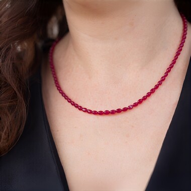 Bemainty Ruby Silver Necklace