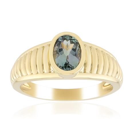 9K Unheated Blue Green Tanzanite Gold Ring