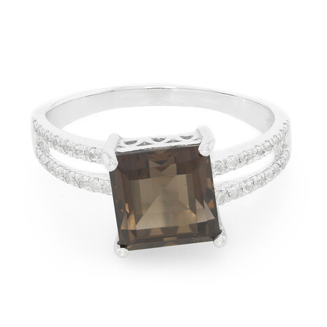 Anello in argento con Quarzo Fumè