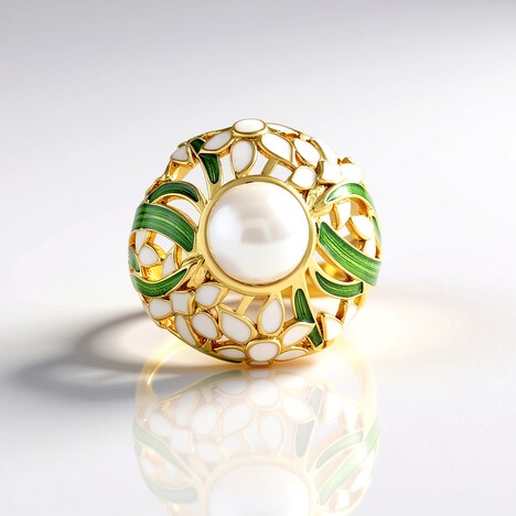 Anello in argento con Perla d'Acqua Dolce Bianca (Adela Silber)