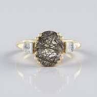 Anillo en plata con Cuarzo rutilado negro