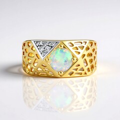 Anello in argento con Opale di Welo AAA (Ornaments by de Melo)