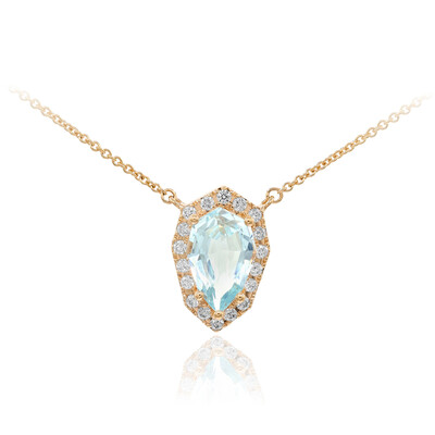 Gouden halsketting met een hemel-blauwe topaas (Nara Jewelry)