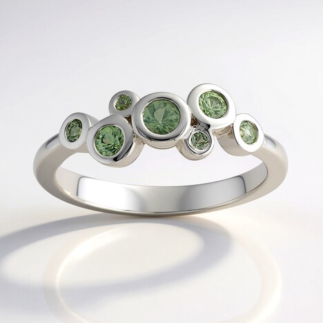 Anello in argento con Zaffiro Verde di Tuléar  (Pallanova)