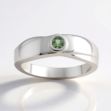Bague en argent et Saphir vert de Tuléar  (Pallanova)
