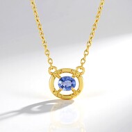 Collar en plata con Zafiro azul Ceylon