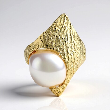 Bague en argent et Perle blanche de culture d'eau douce (TPC)