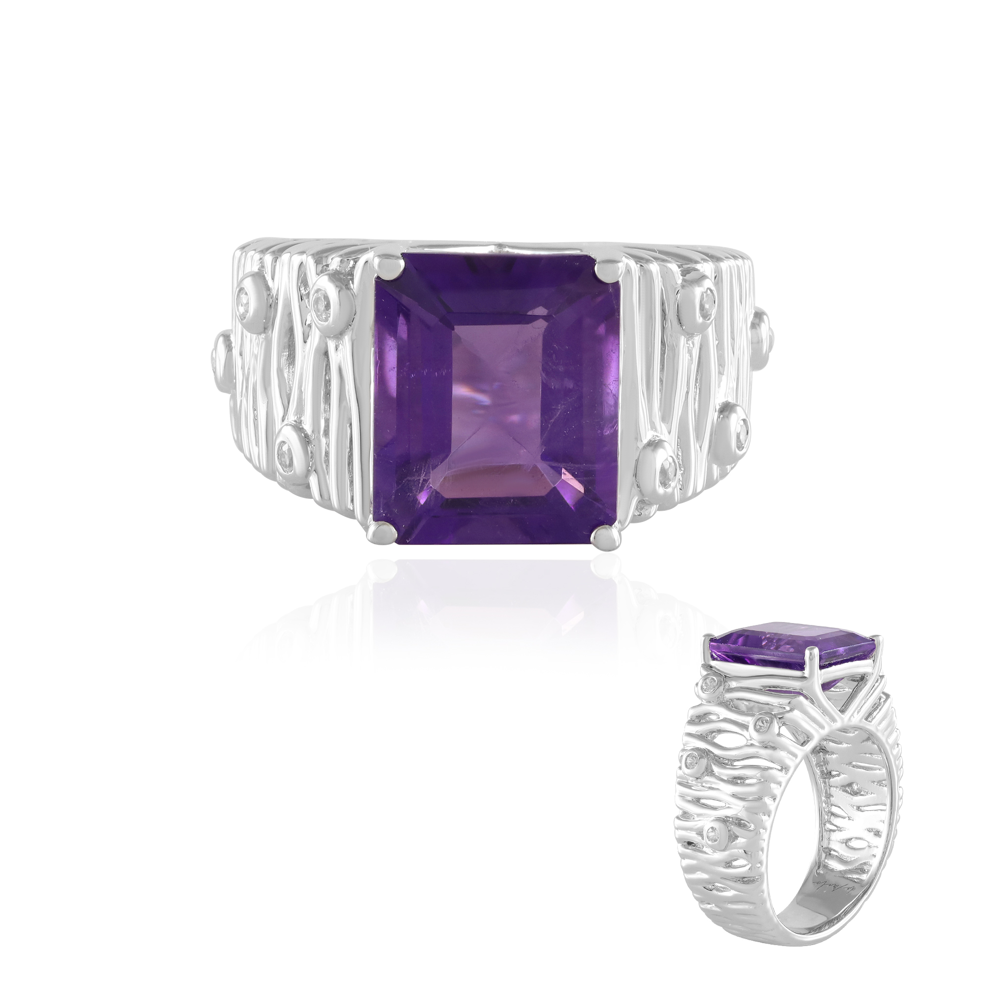 Anello Argento 925 Con Ametista Naturale Fatto A Mano – Gioiello Unico SS-973