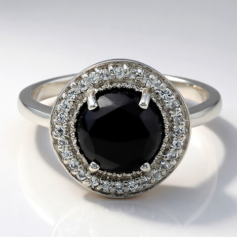 Anello in argento con Ossidiana Fiocco di Neve
