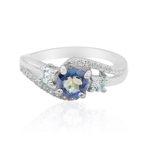 Blauer Mystik-Quarz-Silberring