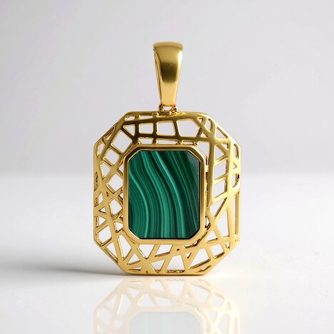 Pendentif en argent et Malachite (Ornaments by de Melo)