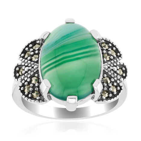 Grüner Achat-Silberring (Annette classic)
