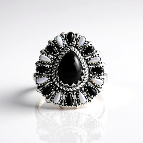 Anello in argento con Onice Nero (Desert Chic)