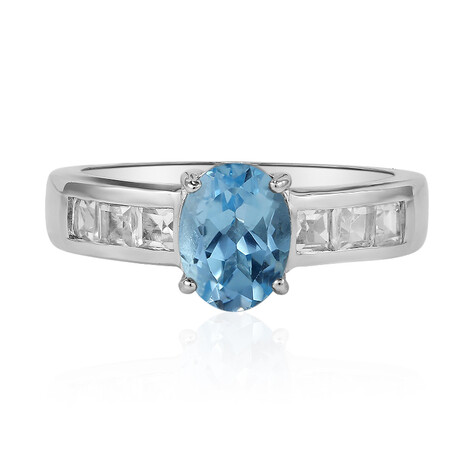 Anillo en plata con Topacio azul cielo