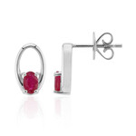 Zilveren oorbellen met Birmese Robijnen (Pallanova)