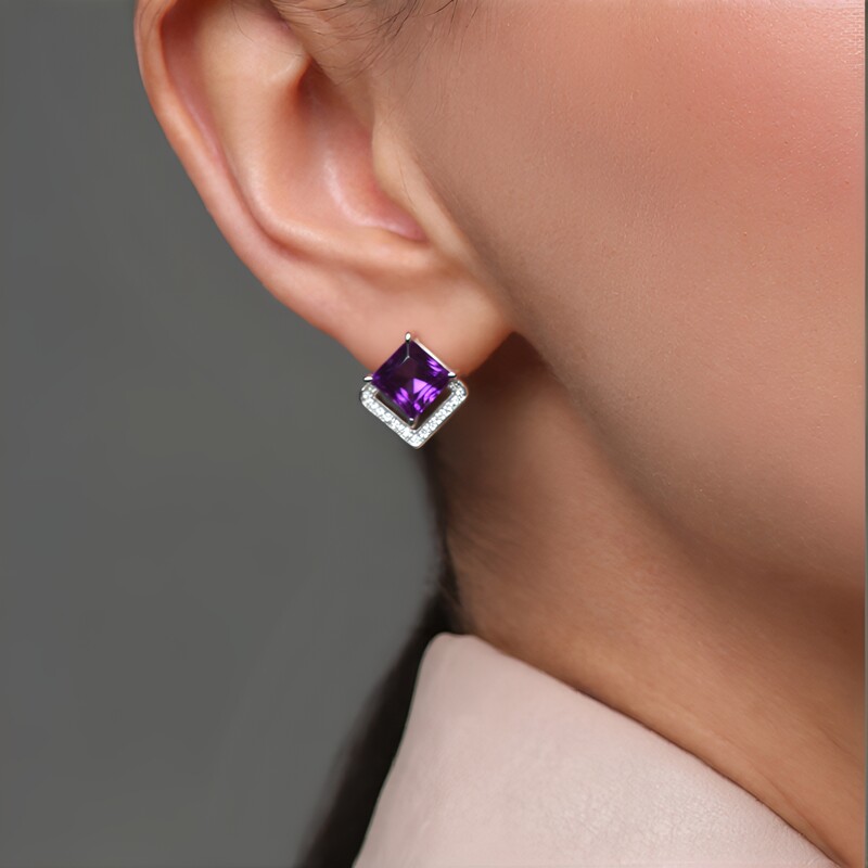 Pendientes en plata con Amatista