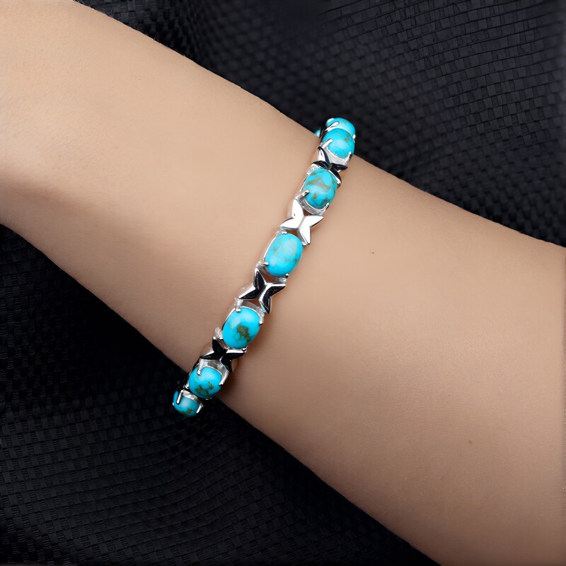 Blauer Kingman Mohave-Türkis-Silberarmband (Faszination Türkis)