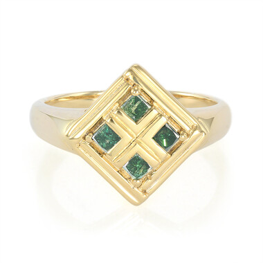 Anello placcato in oro con Diamante Verde Foresta