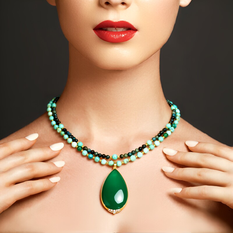 Collana in argento con Onice Verde (Adela Silber)