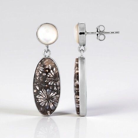 Orecchini in argento con Corallo Pietrificato (Bali Barong)