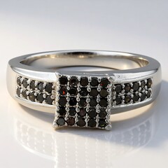 Anello placcato in platino con Diamante Fancy